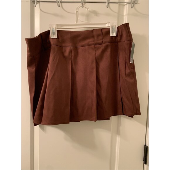 Wild Fable Women's Pleated Mini Skirt Woven Tennis A-Line Size S Brown - Picture 1 of 16